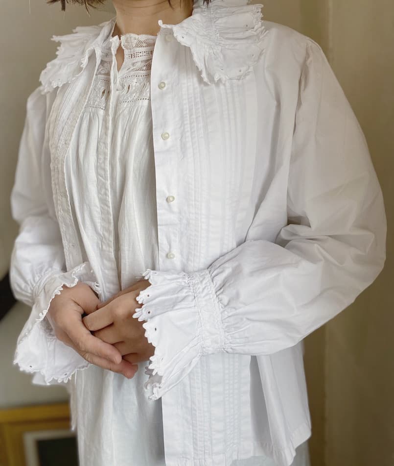 フランスアンティークコットンブラウス