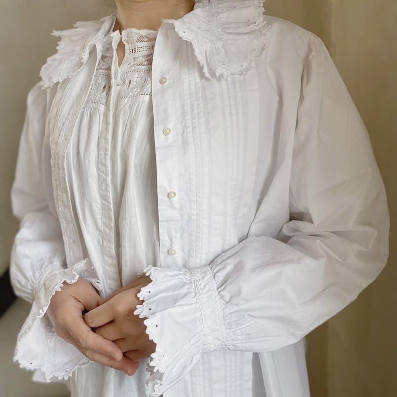 フランスアンティークコットンブラウス