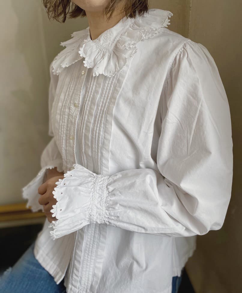 フランスアンティークコットンブラウス