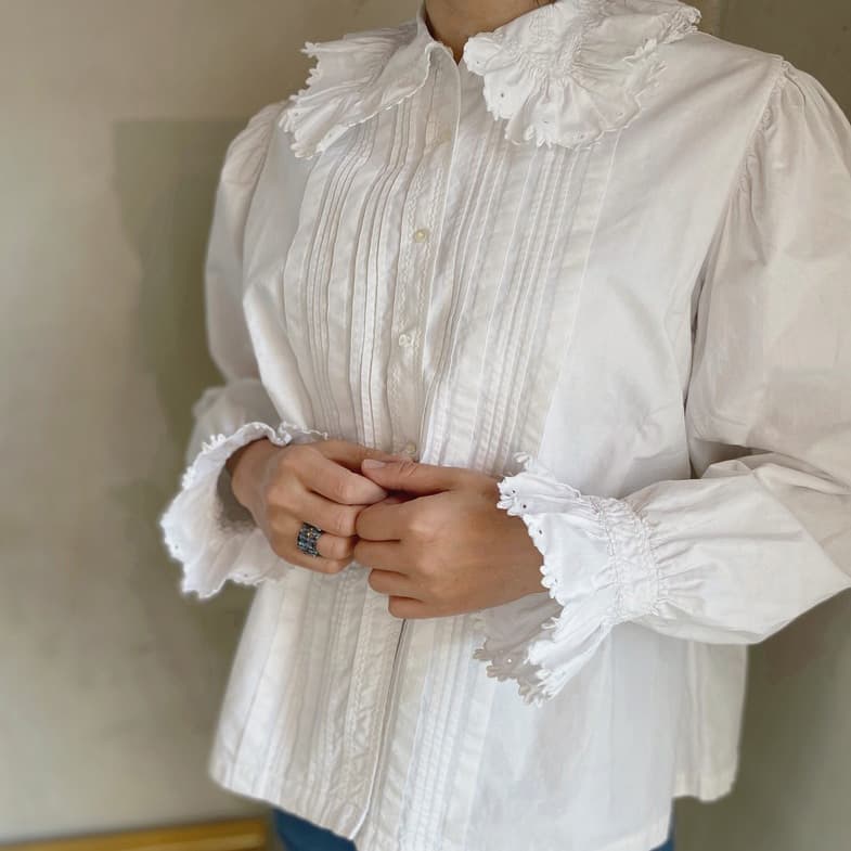 フランスアンティークコットンブラウス