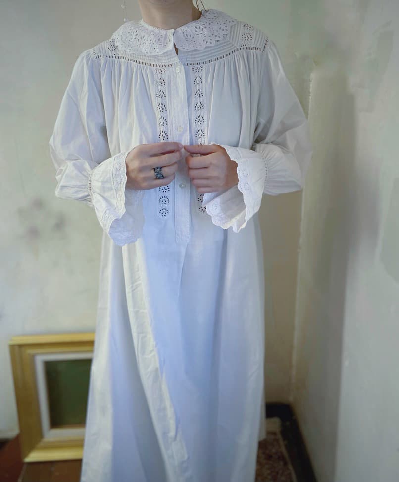 イギリスアンティークレース襟ワンピース イギリスアンティークレース襟ワンピース