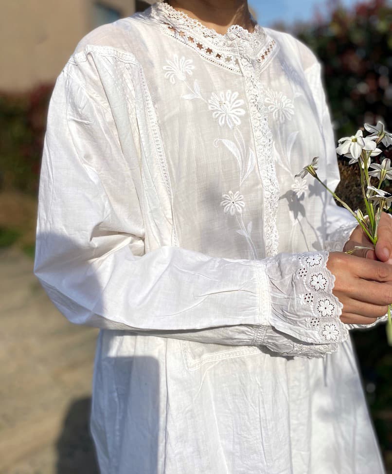 イギリスアンティークレースワンピースflower イギリスアンティークレースワンピースflower