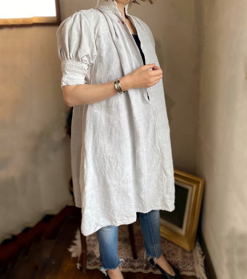 フランスアンティークリネンスモック