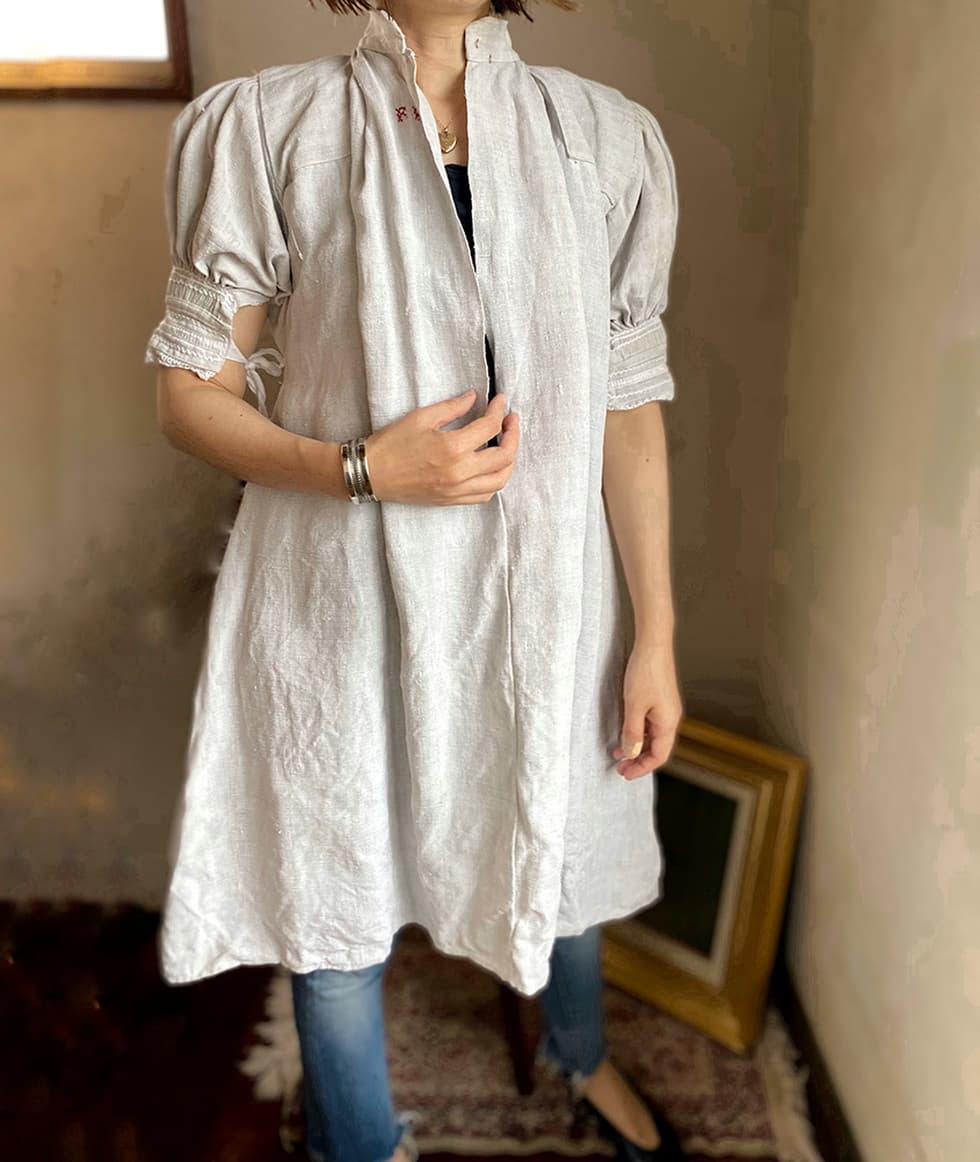 フランスアンティークリネンスモック