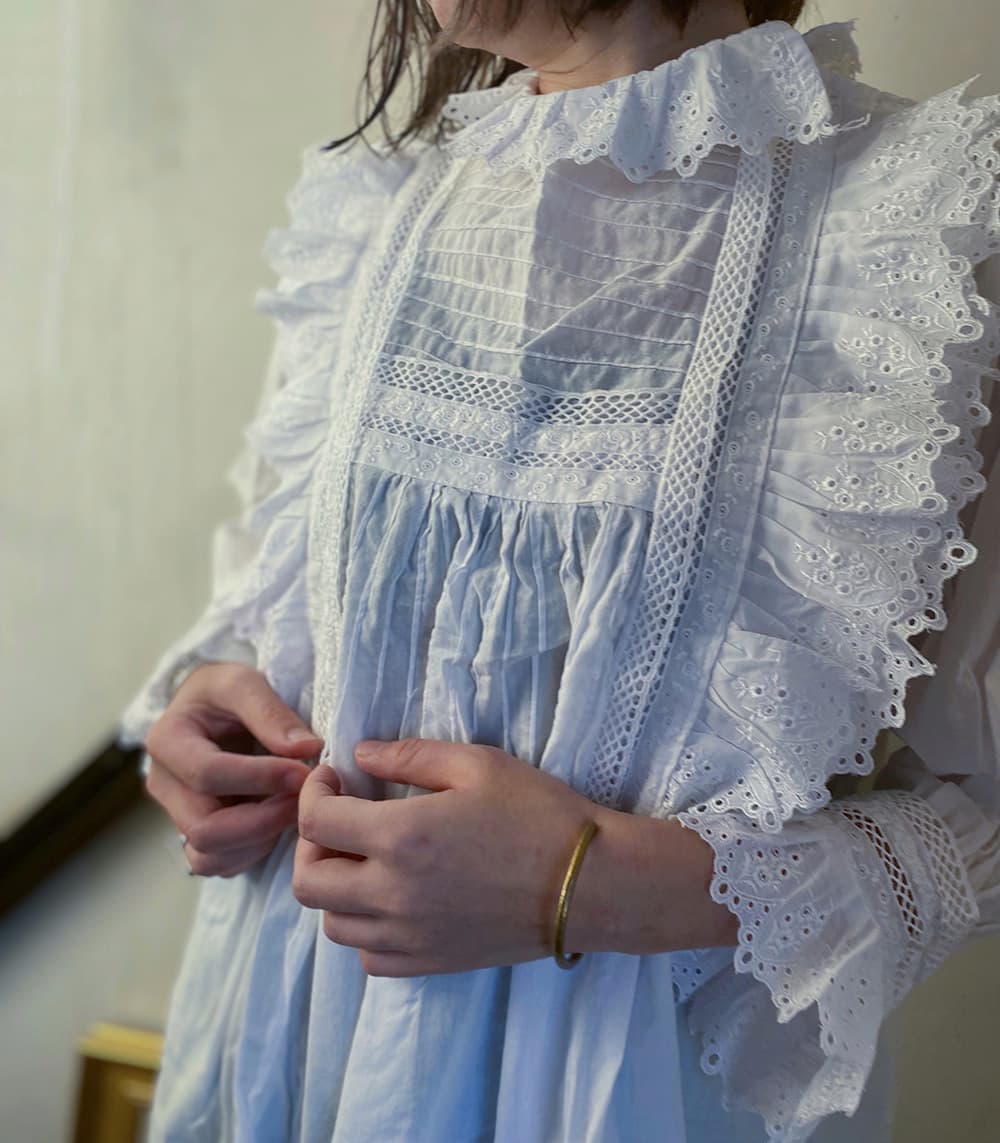 フランスアンティークブラウスフリルレースブラウス