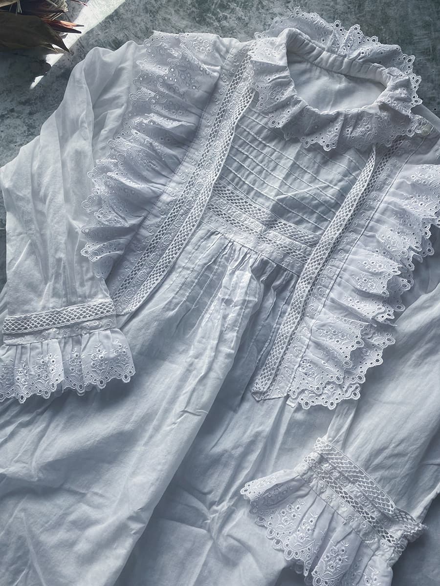 フランスアンティークブラウスフリルレースブラウス