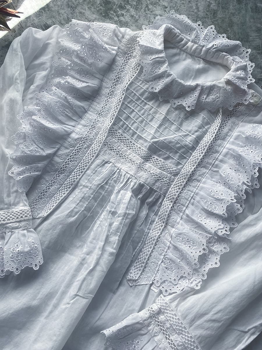 フランスアンティークブラウスフリルレースブラウス