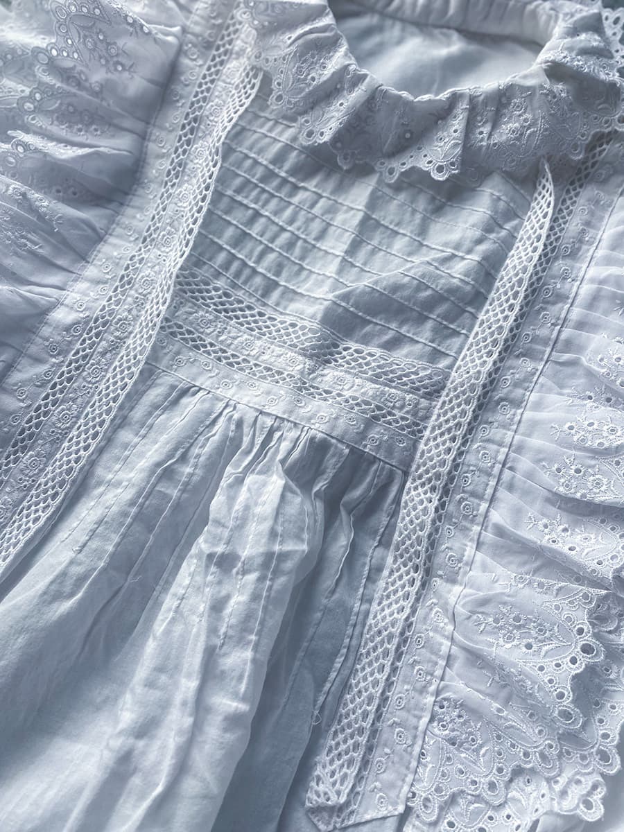 フランスアンティークブラウスフリルレースブラウス