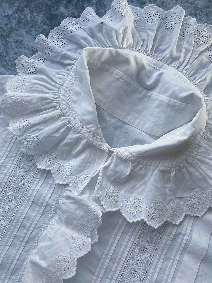 フランスアンティークブラウスフリルレースブラウス