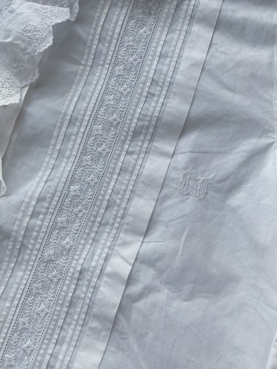 フランスアンティークブラウスフリルレースブラウス