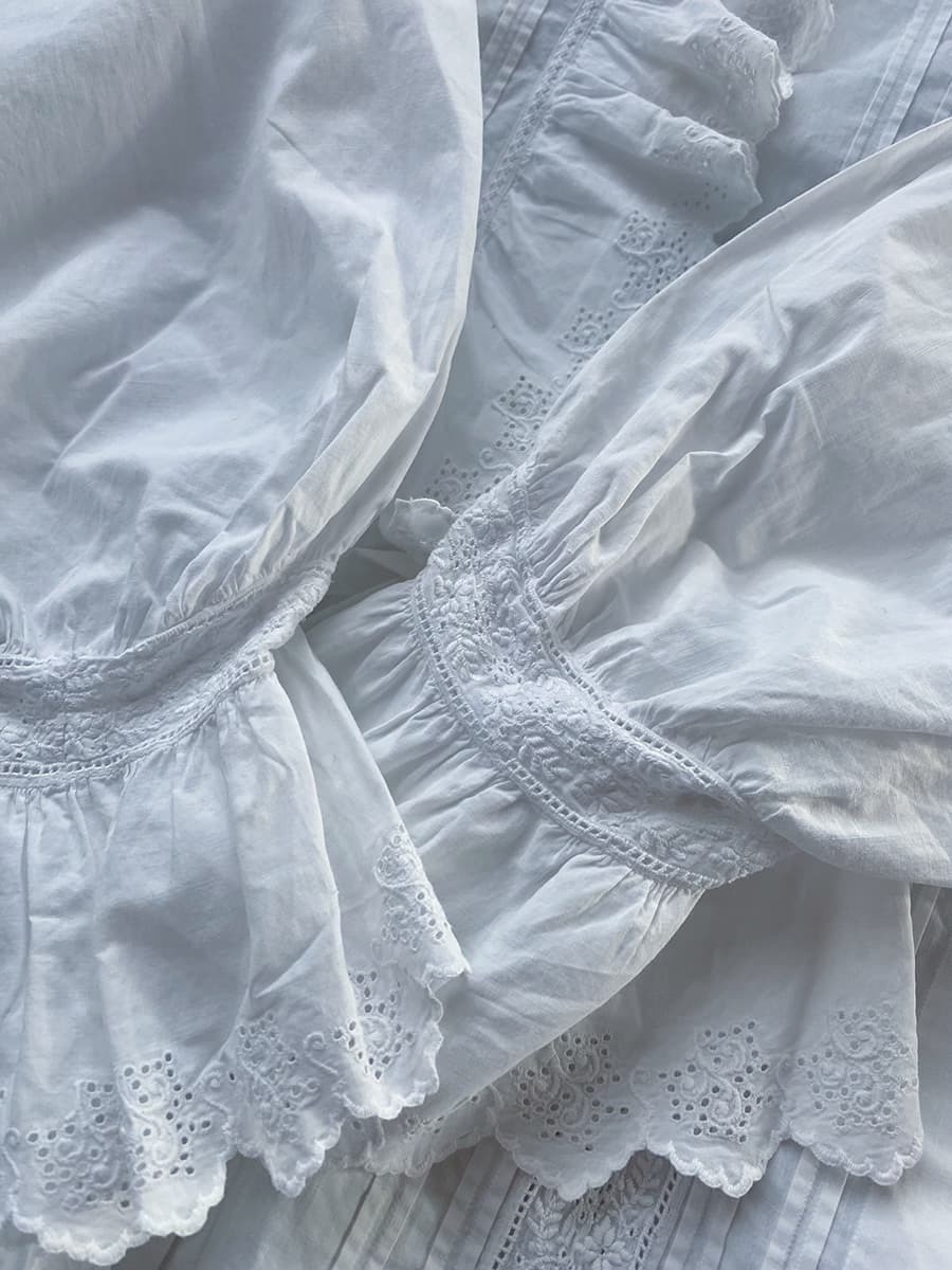 フランスアンティークブラウスフリルレースブラウス