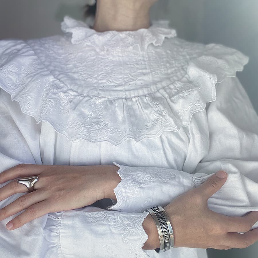 FrenchAntiqueCottonBlouseフレンチアンティークコットンブラウス